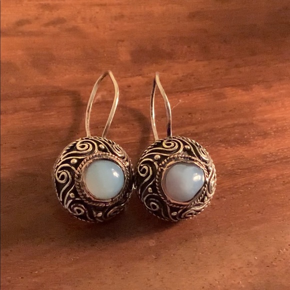 Antique Style Blue Angelite Tpz Infinity Earrings - Picture 2 of 10